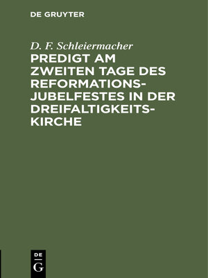 cover image of Predigt am zweiten Tage des Reformations-Jubelfestes in der Dreifaltigkeits-Kirche